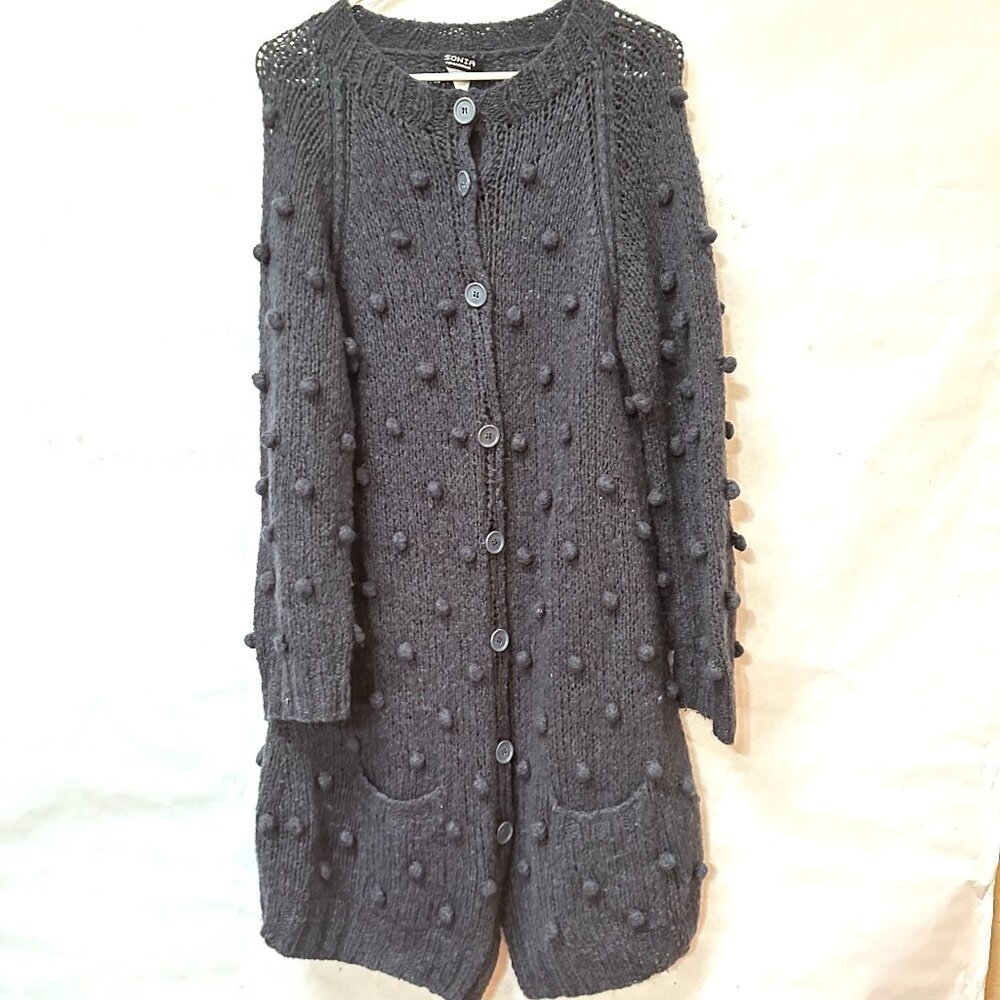 VTG Sonia Rykiel Pom Pom long Cardigan Sweater Couture Size Medium